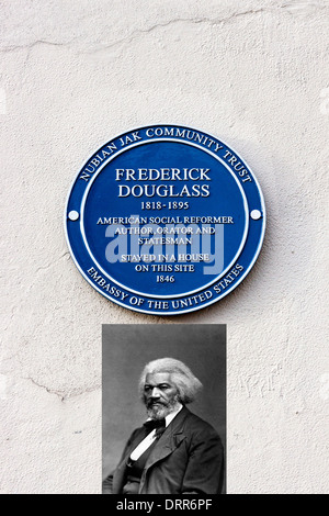 Frederick Douglass, targa blu e fotografia, Londra Foto Stock