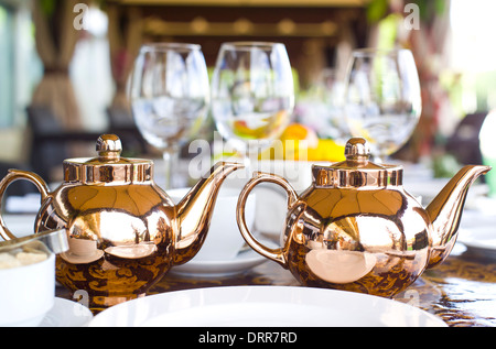 Ancora in vita con rame antico teiere Foto Stock