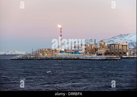 Il gas naturale liquefatto impianto su Melkøya island, vicino a Hammerfest, Finnmark, Norvegia Foto Stock