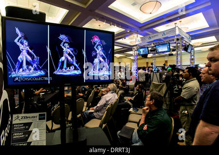 Gen 31, 2014 - di Burbank, California, Stati Uniti - Un ZBrush video viene riprodotto durante i due giorni di stampante 3D World Expo presso il Marriott Hotel e Centro Conferenze.(Immagine di credito: © Brian Cahn/ZUMAPRESS.com) Foto Stock