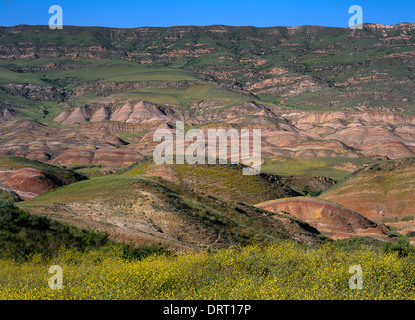 Provincia di Kakheti Georgia formazioni rocciose nella zona Semi-Wilderness vicino a Azerbaijan confine & David Gareja Monastero Foto Stock
