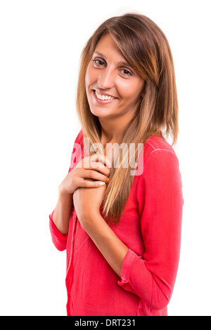 Un bellissimo adolescente in amore, isolate su uno sfondo bianco Foto Stock