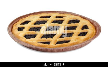 Torta ai mirtilli su sfondo bianco Foto Stock