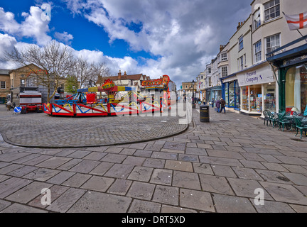 Wells è una cattedrale della città e parrocchia civile in Mendip distretto di Somerset, Inghilterra Foto Stock