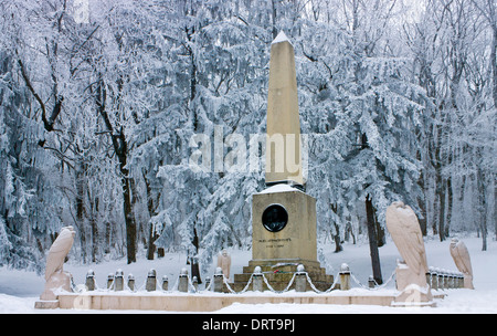 Luogo di duello Lermontova in Pyatigorsk, famoso poeta russo Mikhail Lermontov (1814-1841) Foto Stock