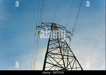 Pilone dell contro un cielo blu Foto Stock