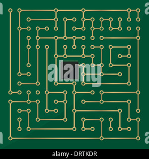 Computer microchip labirinto, arte astratta Foto Stock