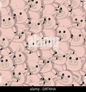 Seamless pattern design divertente con i suini Foto Stock