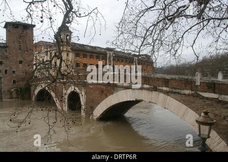 Roma, Italia. 1 Feb 2014 del Tevere a Roma raggiungendo livelli record dopo forti piogge Credito: Gari Wyn Williams/Alamy Live News Foto Stock