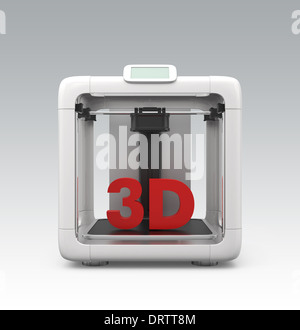 Personale compatta stampante 3D con il rosso un testo solido (vista frontale) Foto Stock