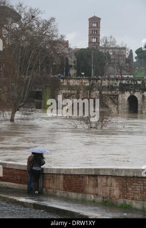 Roma, Italia. 1 Feb 2014 del Tevere a Roma raggiungendo livelli record dopo forti piogge Credito: Gari Wyn Williams/Alamy Live News Foto Stock