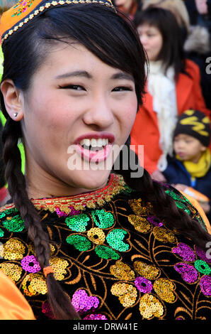 Londra, Regno Unito. 2° febbraio 2014. Celebrazione del nuovo anno cinese del cavallo - Londra, Inghilterra Credito: SR News/Alamy Live News Foto Stock