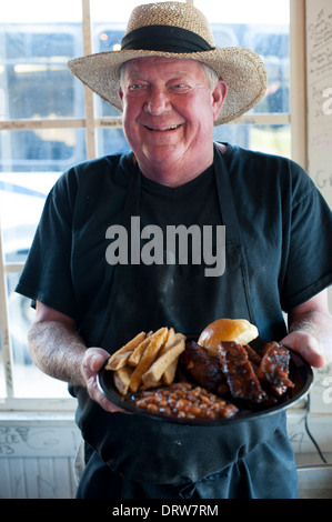 Stati Uniti Mississippi MS Miss Yazoo City Ubon's BBQ barbecue barbeque costolette di maiale cibo meridionale Garry Roark Foto Stock