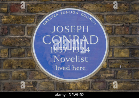 Targa blu di Joseph Conrad, Londra England Regno Unito Regno Unito Foto Stock