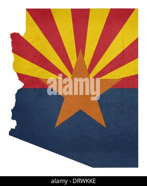 Grunge Stato dell Arizona bandiera mappa isolato su uno sfondo bianco, U.S.A. Foto Stock