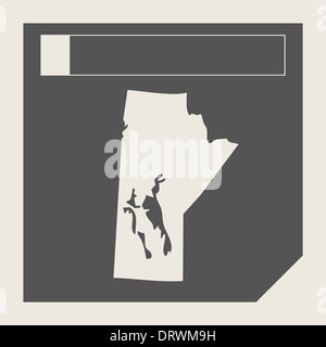 Stato di Manitoba in Canada sensibile flat web design pulsante mappa isolato con percorso di clipping. Foto Stock