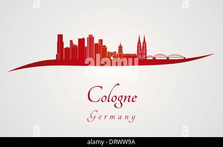 Lo skyline di Colonia in rosso e grigio Foto Stock