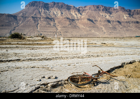 Rusty bike nel deserto del Negev nei pressi del Mar Morto, Israele, Medio Oriente Foto Stock