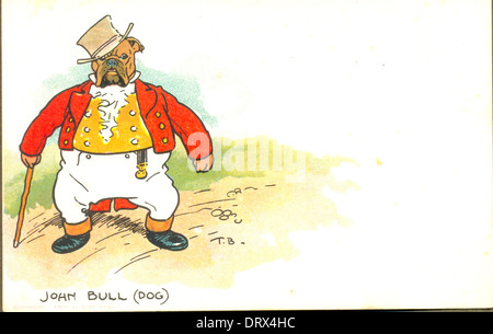 Cartolina di fumetti per artista Tom Browne intitolato 'John Bull (DOG)" Foto Stock