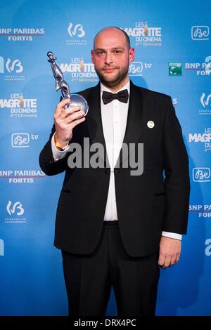 Bruxelles, Belgio. Il 1° febbraio 2014. Achille Ridalfi, migliore maschio al debutto al 4° cerimonia di Magritte. Credito: Aurore Belot/NurPhoto/ZUMAPRESS.com/Alamy Live News Foto Stock