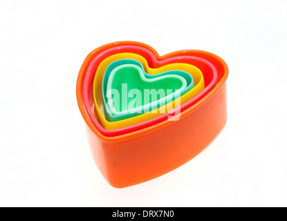 Cuore in plastica a forma di cookie cutter, Londra Foto Stock