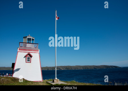 Canada, Terranova, Sant'Antonio. Punto di riferimento storico Fox Point Lighthouse (aka punto pesca Luce) . Foto Stock