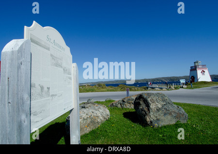 Canada, Terranova, Sant'Antonio. Punto di riferimento storico Fox Point Lighthouse (aka punto pesca Luce). Foto Stock