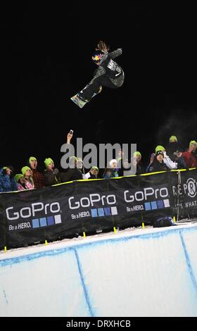 Aspen, Colorado, Stati Uniti d'America. 25 gennaio, 2014. Arielle oro (USA) Snowboard : Inverno giochi di X donne SuperPipe Snowboard finale in Aspen, Colorado, Stati Uniti . © Hiroyuki Sato/AFLO/Alamy Live News Foto Stock