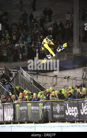 Aspen, Colorado, Stati Uniti d'America. 25 gennaio, 2014. Chloe Kim (USA) Snowboard : Inverno giochi di X donne SuperPipe Snowboard finale in Aspen, Colorado, Stati Uniti . © Hiroyuki Sato/AFLO/Alamy Live News Foto Stock