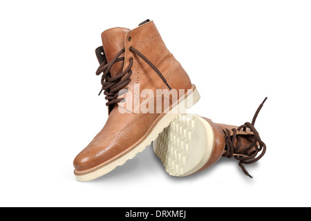 Scarpe da trekking isolato su bianco con percorso di clipping. Foto Stock