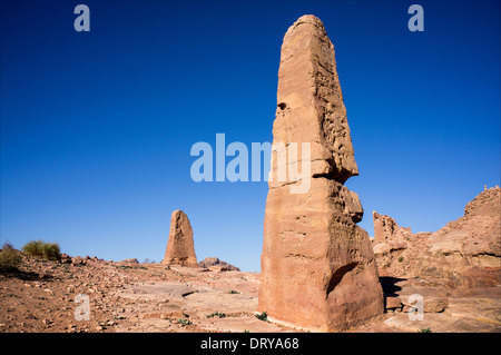 Nabatean obelisco di Petra, Giordania Foto Stock