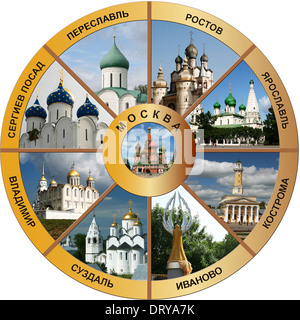 Collage 'anello d'oro di Russia" - evidenzia delle località turistiche Foto Stock