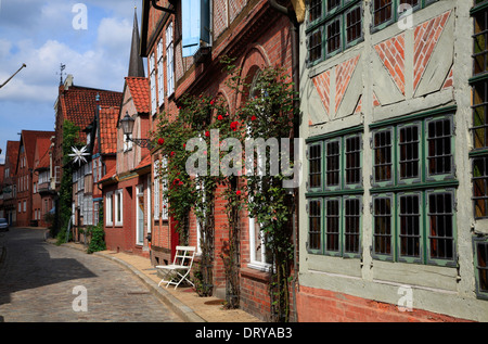 Vecchie case di Lauenburg / Elba, Schleswig Holstein, Germania, Europa Foto Stock