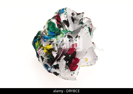 Carta sgualcita isolato su bianco Foto Stock