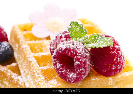 Waffle con frutta Foto Stock