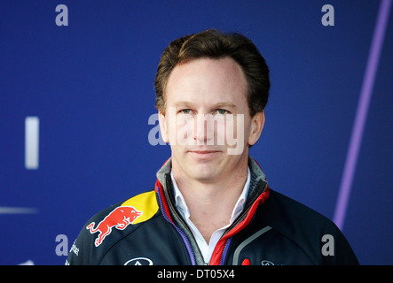 Teamchief Christian Horner (GBR) Red Bull Racing durante la Formula Uno, test di Jerez, Spagna Feb.2014 Foto Stock