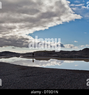 Laguna dal ghiacciaio Virkisjokull, Islanda Foto Stock