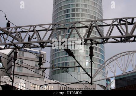 La Rotunda visto dalla stazione di New Street, Birmingham, Regno Unito Foto Stock