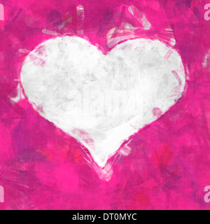 Trama illustrazione digitale di un bianco forma di cuore su uno sfondo rosa con copia spazio. Foto Stock