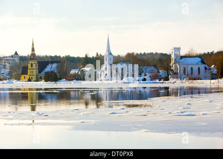 Le tre chiese di Mahone Bay, Nova Scotia, Canada Foto Stock