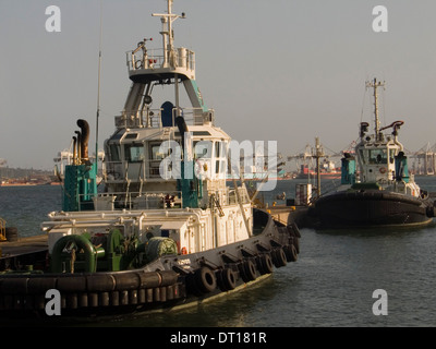 Porto di durban tramonto, esportazioni di auto, rimorchiatori, navi Foto Stock