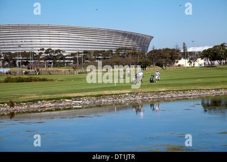 Corso di golf con Stadium dietro al Green Point Park in Città del Capo - Sud Africa Foto Stock