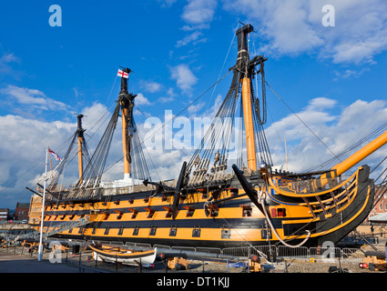 HMS Victory in Portsmouth Historic Dockyard, Portsmouth, Hampshire, Inghilterra, Regno Unito, Europa Foto Stock