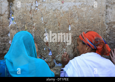 Le donne la sezione del Muro occidentale di Gerusalemme, Israele, Medio Oriente Foto Stock