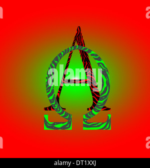 La alfa omega lettere dall'alfabeto greco. Foto Stock