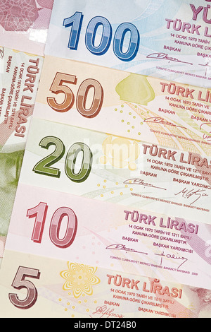 Valuta turca, una chiusura della Lira misto note. Foto Stock