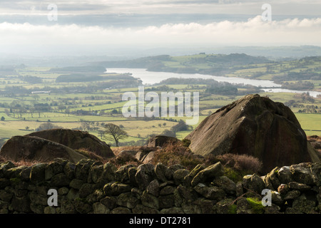 Tittesworth serbatoio dall'scarafaggi, Staffordshire Moorlands in una fredda mattina di gennaio. Foto Stock