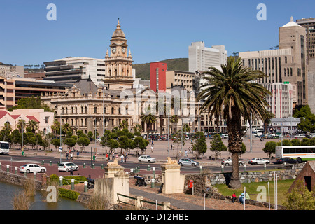 Paesaggio con il Castello di Buona Speranza fossato e il Municipio, Cape Town, Western Cape, Sud Africa Foto Stock