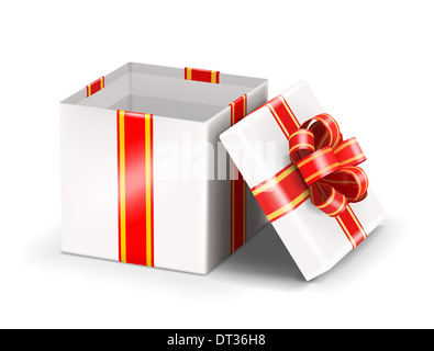 Vettore aperto scatola regalo bianca Foto Stock