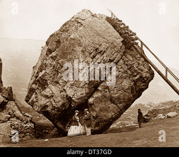 La pietra Bowder Borrowdale Lake District periodo Vittoriano Foto Stock